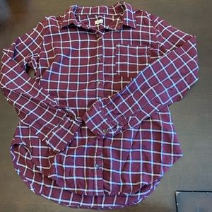 Hollister burgundy plaid flannel shirt size S